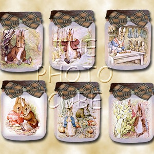 Häschen in einem Einmachglas - Vintage veränderte Art Hang / Geschenkanhänger - SOFORTIGER DOWNLOAD - Printable Collage Sheet JPG Digitale Datei