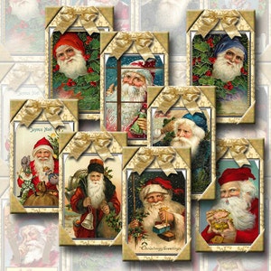 SaNTa ClauS - 12 Victorian Old World Christmas Vintage Graphics Hang/Gift Tags - INSTaNT DOWNLoAD - Printable digital collage sheet JPG File