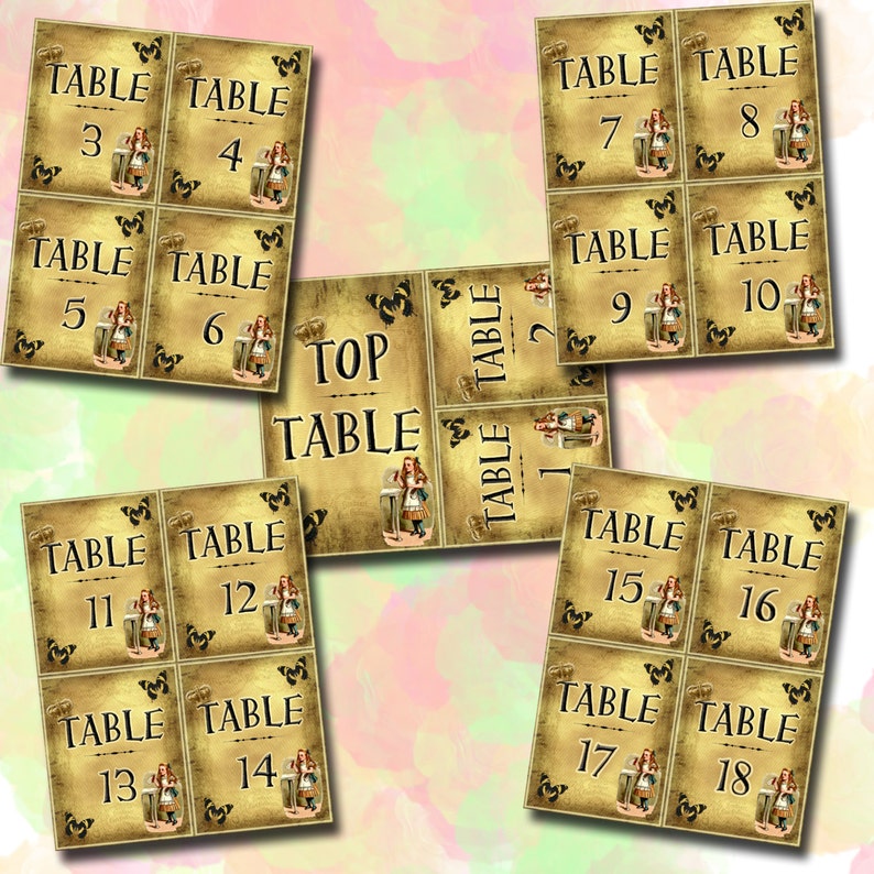 Alice in Wonderland Table Number Cardstop Table & Tables 118 Etsy