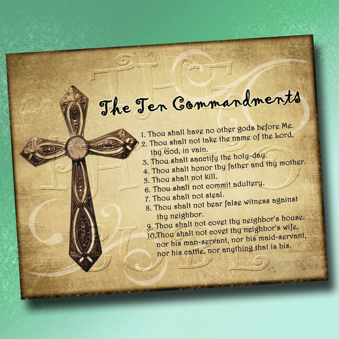 The Ten Commandments Wall Art Decor 8x10 christian Statementgreat Gift