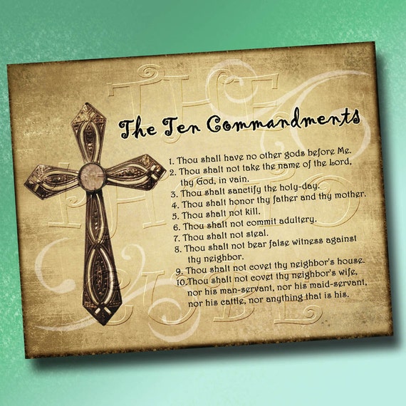 The Ten Commandments Wall Art Decor 8x10