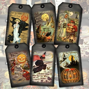 PRiMiTiVe BLaCK SmOKE EEriE Vintage Art  Hang Tags-INSTaNT DOWNLoAD- Printable Collage Sheet Download JPG Digital File