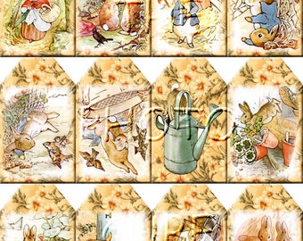 Peter Rabbit ViNtAgE ArT Hang/Gift Tags/Labels-INSTaNT DOWNLoAD- Print Your Own Collage Sheet Download JPG Digital File