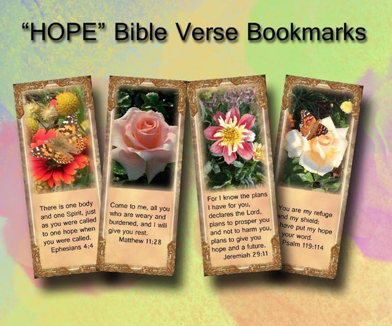 Bible Verse Bookmarks Tags 8 Hope Bible Verses With Lovely