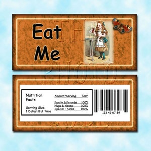 Alice in Wonderland  &quot;Eat Me&quot; Candy Bar Wrapper - INSTaNT DOWNLoAD- Printable JPG Digital File