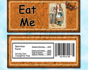 Alice in Wonderland  "Eat Me" Candy Bar Wrapper - INSTaNT DOWNLoAD- Printable JPG Digital File