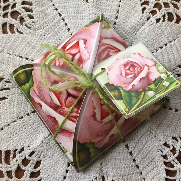 5 Lovely Shabby Chic Rose Boxes- 5 Unique Charming Decorative Gift/Favor Box Templates w/Tags - 5 Printable JPG Digital FileS- Print and CuT