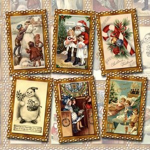 60 Nostalgic Christmas Vintage Art Mini Gift/Hang Tags- THrEE Printable Collage Sheets JPG Digital Files - BaRGAIN