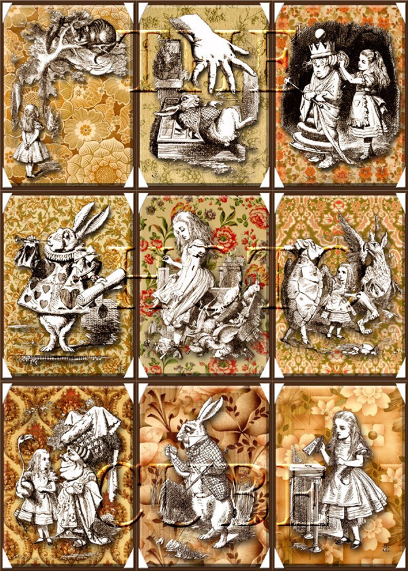 Alice im Wunderland Primitive Hang Tags/Karten Instant - Etsy.de
