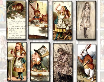 Alice im Wunderland - WHiMSiCal 1 x 2 Zoll Bilder - SOFORT DOWNLOAD - DIGITALE COLLaGE SHeeT Domino Größe Bilder Scrapbooking Zubehör