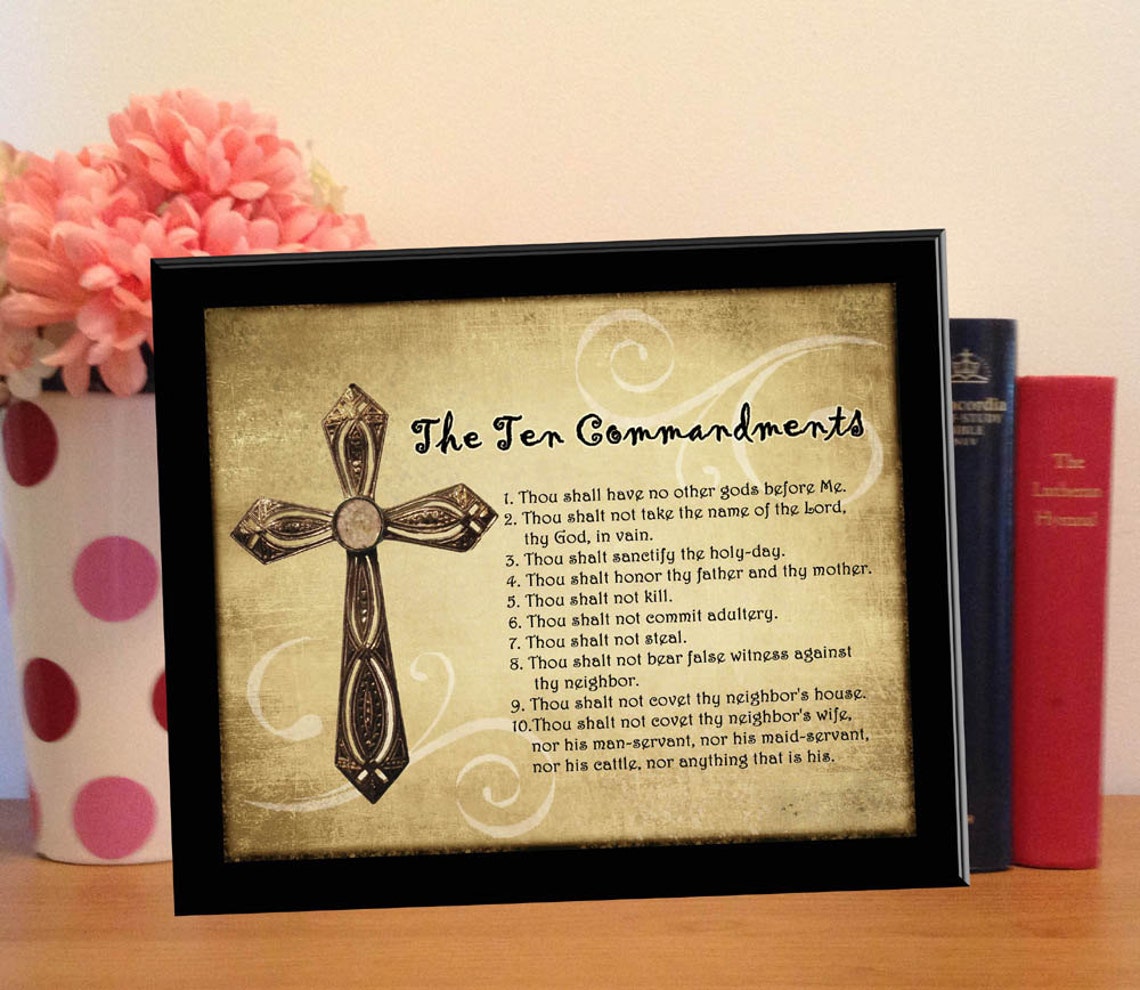 The Ten Commandments Wall Art Decor 8x10 christian Etsy