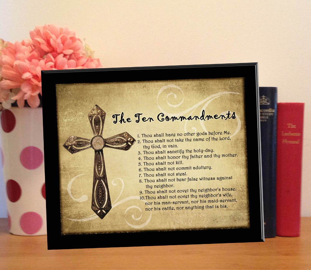 Ten Commandments Fancy The Ten Commandments- Wall Art Decor- 8x10 -christian Statement-great ...