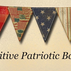Primitive Patriotic Americana banner-rustieke GRuNGe vlaggen wimpels-INSTaNT DOWNLoAD-afdrukbaar collage blad JPG digitaal bestand