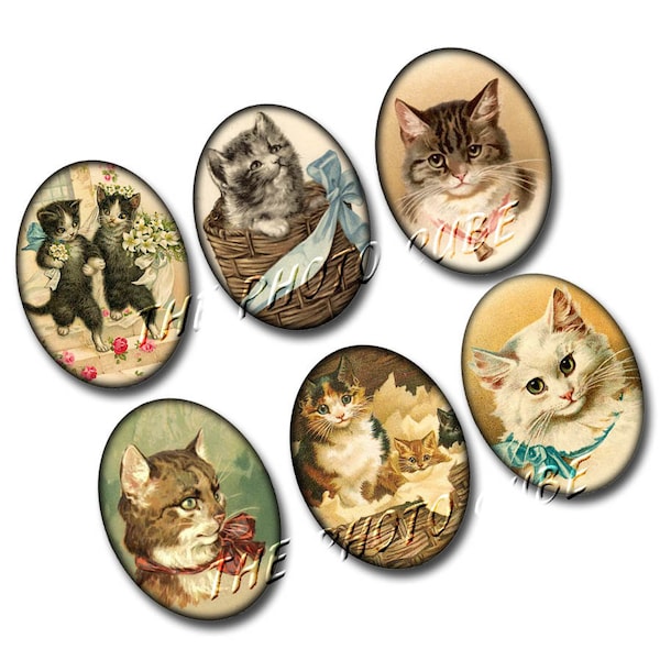 CATS Kittens Kittys 30x40 mm ovals - INSTaNT DOWNLoAD - Printable Collage Sheet JPG Digital File -Great For Jewelry Pendants
