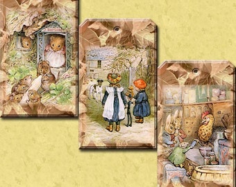 Ginger & Pickles- Beatrix Potter Vintage Art Hang/Gift Tags/Cards - INSTaNT DOWNLoAD - Printable Collage Sheet Download JPG Digital File