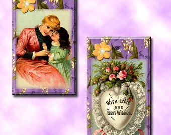 MoTHER & Child - CHaRMinG Vintage Art Hang/Gift Tags/ craft supplies - INSTaNT DOWNLoAD - Printable Collage Sheet JPG Digital File