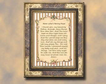 Martin Luther Morning Prayer - -8x10 Wall Art and  2x3 Tags/Cards - INSTaNT DOWNLoAD- Two Printable JPG Digital Files -Great Gift Idea