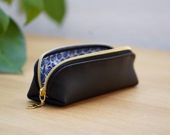 Slim leather case *18.5 cm x 5 cm x 5 cm*, pencil case, pouch, leather case, pencil pouch, case, cosmetic bag, genuine leather case