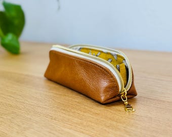 Slim leather case *18.5 cm*5 cm*5 cm*, pencil case, pencil case, leather case, pencil case, case, cosmetic bag, case made of genuine leather