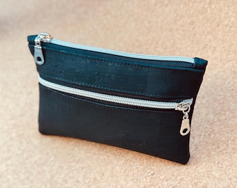 Handmade cork pencil case/wallet *17 cm x 11.5 cm*, black