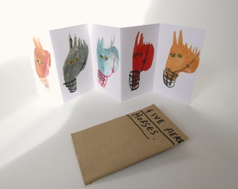 Mini horse zine concertina book || FIVE FIERCE HORSES