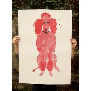 Original Faye Moorhouse pintura - 002 de caniche rosa gigante - envío gratis