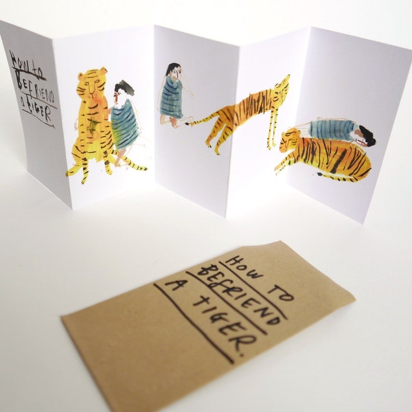 Mini zine concertina book || HOW to BEFRIEND a TIGER