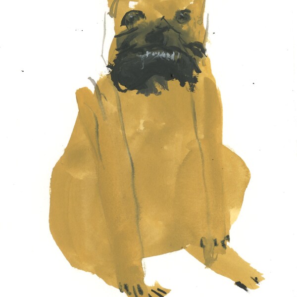 Wonky dog portrait - original gouache painting / Illustration