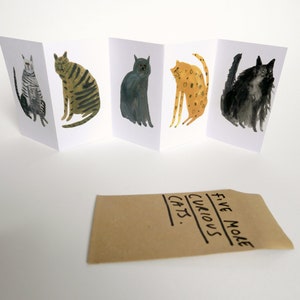 Mini cat zine concertina book || Five MORE Curious Cats