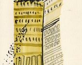 Original schrulligen Volkskunst-Aquarell-Malerei - Hochhaus Ratten #2