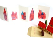 Illustrated Art Zine - Mini concertina book / zine - A Small Village