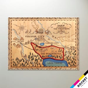 Impression d'affiche de carte du ranch Ponderosa