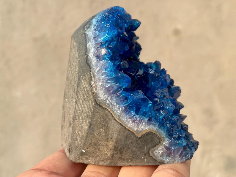 Blue Quartz Crystal Geode: Mineral Specimen, Healing Gift - Etsy