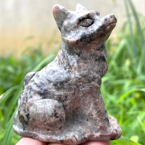 3.5&#39;&#39;+ Natural Yooperlite fox, Hand carved Fox, Crystal fox skull,Quartz crystal skull,Home Decoration Gifts,random 1pc