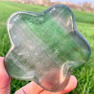 3.5"Natural green fluorite hexagon ashtray,Hand carved, Crystal skull,Quartz crystal skull,Home Decoration,Crystal Gifts,Crystal healing
