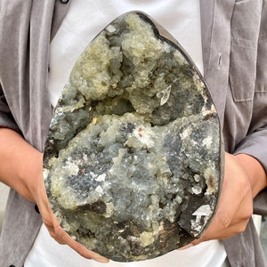 8.1&quot; Natural dragon septarian geode,Quartz Crystal egg,Crystal geode,calcite,Crystal cluster,Calcite cluster,Home decoration,healing R333