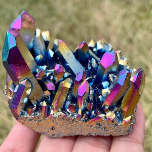Natural Quartz Crystal Rainbow Titanium Cluster VUG Mineral Specimen Healing Acc - Foto 8