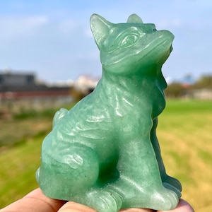 3.5&#39;&#39;+ Hand carved FOX, Crystal fox skull,Quartz crystal skull,Natural Aventurine fox,Home Decoration Gifts, random 1pc
