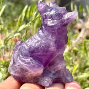 3.5&#39;&#39;+ Hand carved FOX, Crystal fox skull,Quartz crystal skull,Natural Dreamy amethyst fox,Home Decoration Gifts, random 1pc