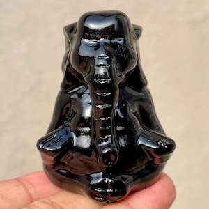 6,0 cm + Natürlicher Obsidian Elefantenschädel, handgeschnitzter Elefant, Quarzkristallschädel, Dekoration, Kristallgeschenke, Kristallheilung/Stk