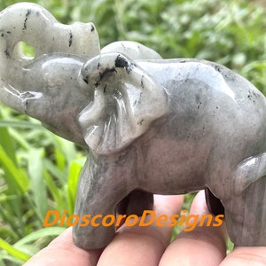 4 &#39;&#39;+ Natürlicher Labradorit Elefantenschädel, handgeschnitzter Elefant, Kristallelefant, Quarzkristallschädel, Dekorationsgeschenke, zufällige 1Stk