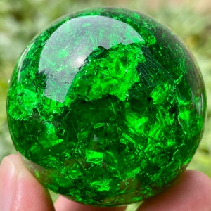 1.9&#39;&#39;+ Green Ball Aura Crackle glass Sphere,crystal ball,Explode glass ball, Aura Crystal Glass Ball,crystal ball decorate,crystal gift 1pc