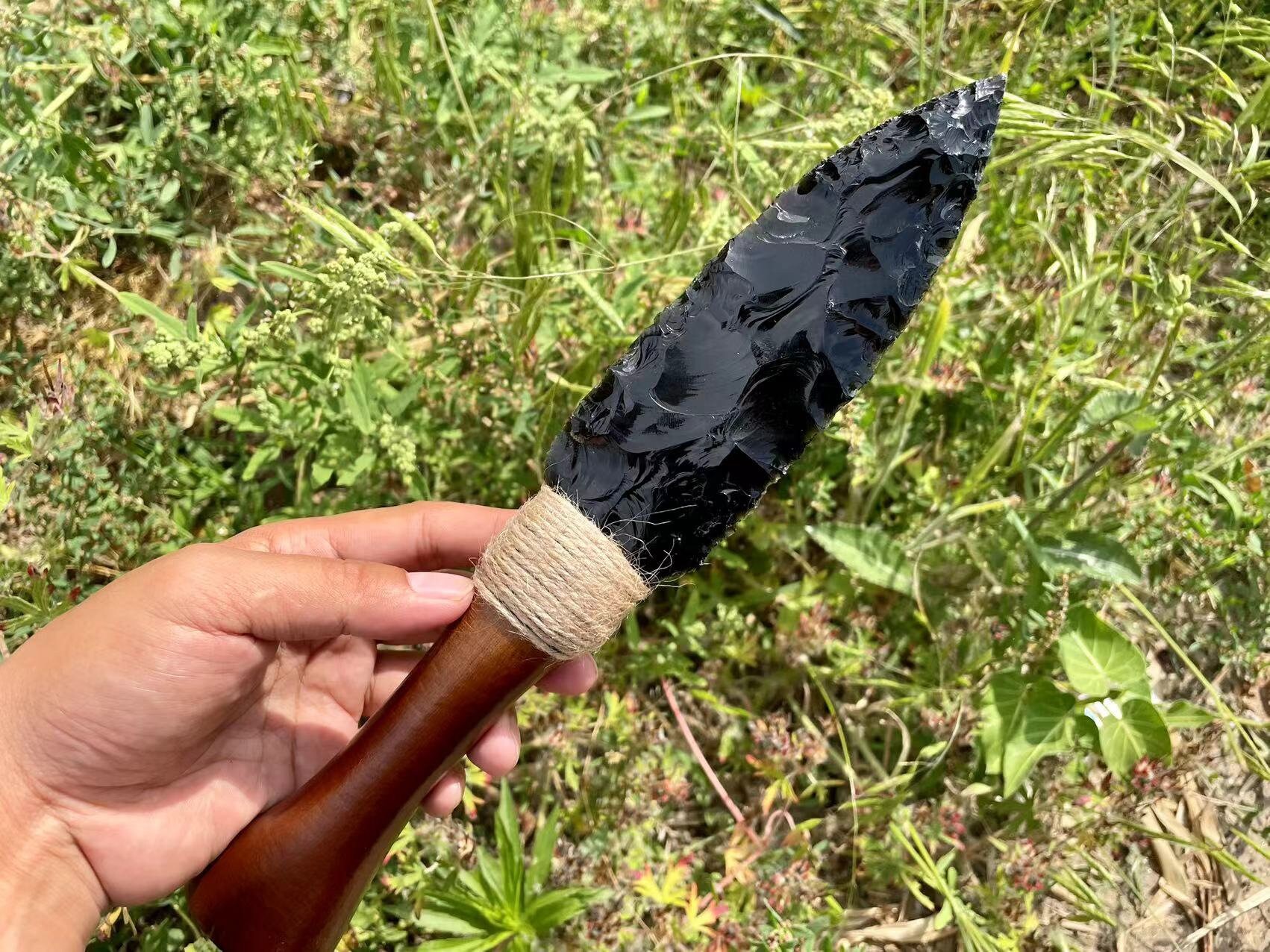 天然黒曜石ナイフ：手彫りクリスタルダガー、ホームデコレーション