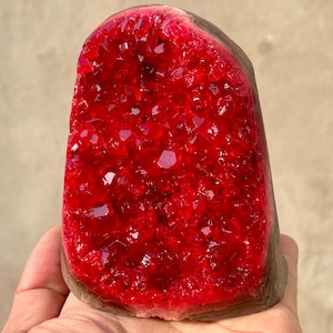 Red quartz geode,Quartz crystal cluster,Crystal mineral geode specimen, Crystal vug,geode specimen,Crystal healing Gifts 1PC