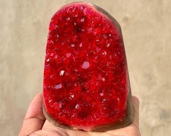 Red Quartz Geode: Crystal Cluster Specimen, Healing Gift