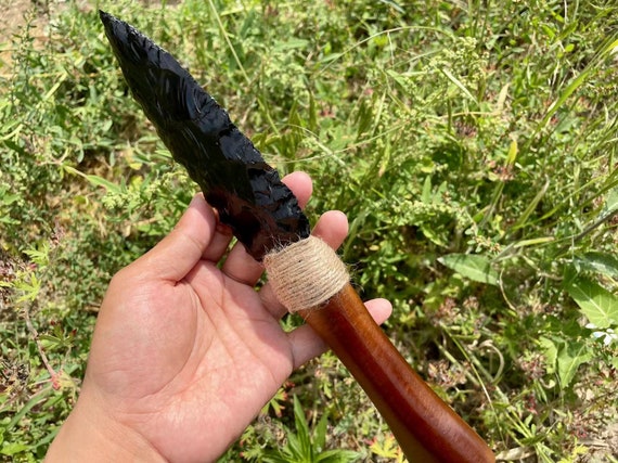 天然黒曜石ナイフ：手彫りクリスタルダガー、ホームデコレーション