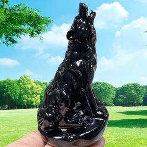4.7&#39;&#39;+Natural obsidian wolf Hand carved wolf skull,Crystal wolf skull,Quartz Crystal skull,Home Decoration Gifts,random 1pc