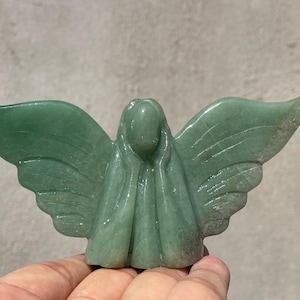 5.1&#39;&#39;+ Natural Aventurine angel,Hand carved Angel,quartz Crystal angel skull,Quartz Crystal angel,Home Decoration Gifts,random 1pc