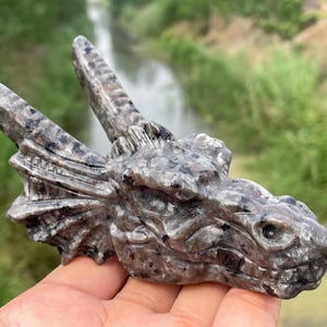 5.3&quot; Natural yooperlite stone Dragon skull,Hand carved skull,Crystal dragon skull,Quartz Crystal skull,Home Decoration Gifts,random 1pc