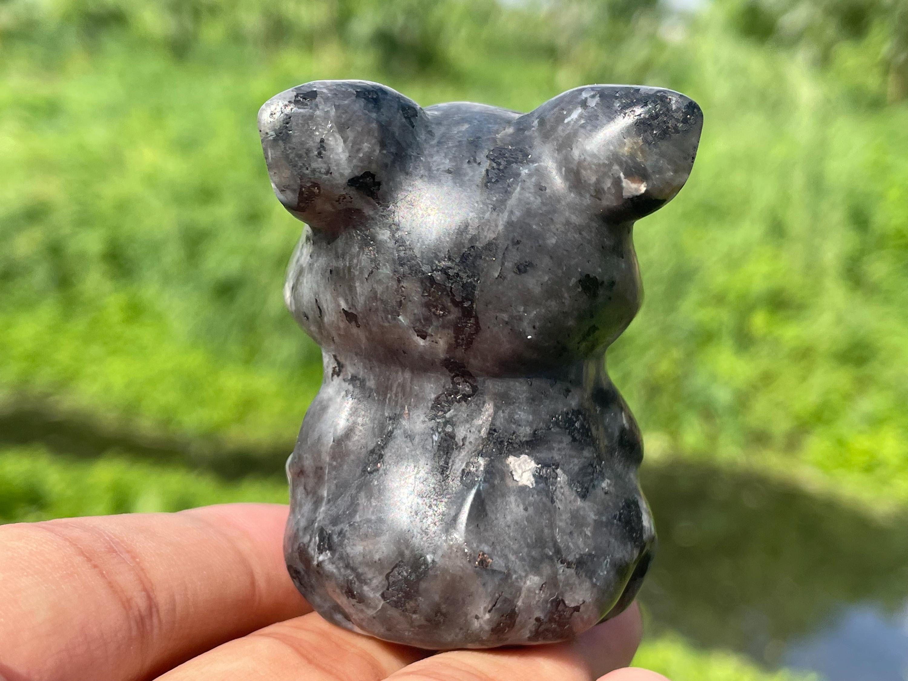 2.2インチ以上の天然スペクトロライト豚、手彫りの豚の頭蓋骨